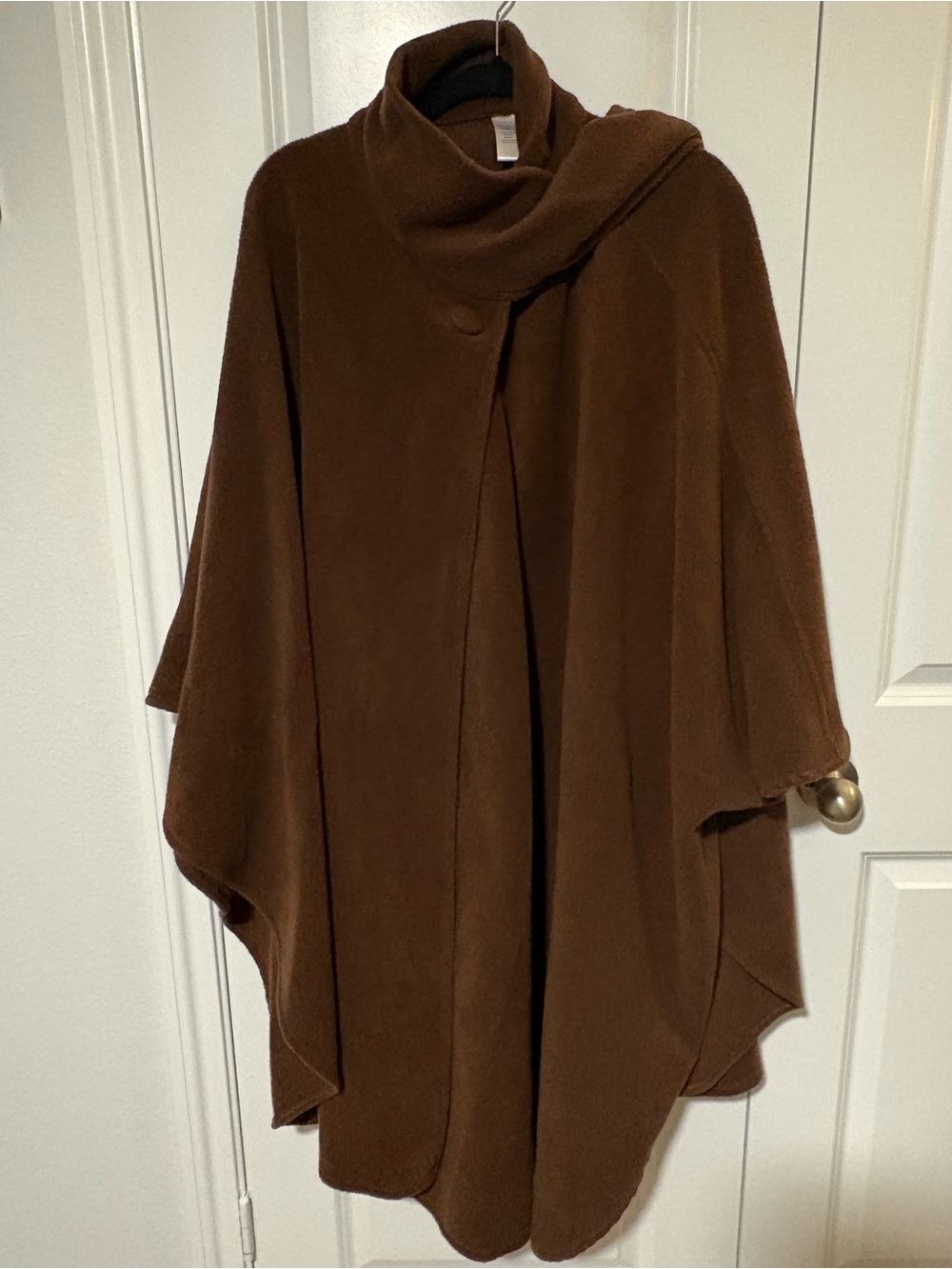 Worthington Brown Fleece Cape with Draped Collar One Size